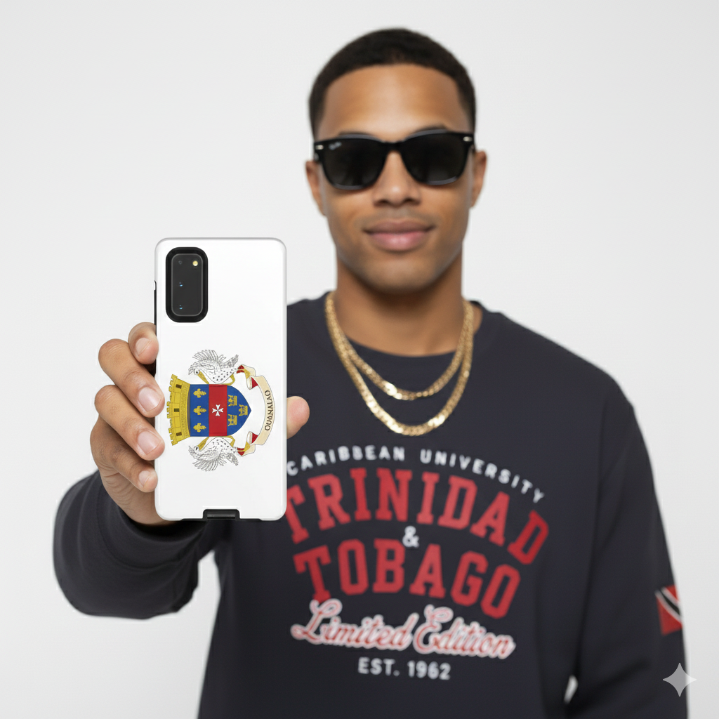 Caribbean flag and beer logo phone cases featuring Jamaica, Trinidad, Barbados, DR, Red Stripe & Carib. Bold, durable accessories perfect for holiday gifts, fall outfits & Black Friday deals.