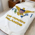 US Virgin Islands Flag Velveteen Plush Blanket - Irie Blues Boutique