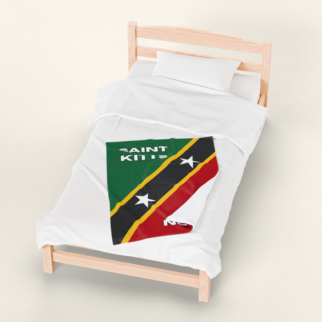 Saint Kitts & Nevis Flag Velveteen Plush Blanket - Irie Blues Boutique