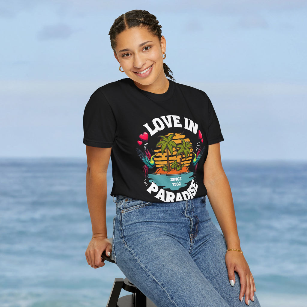 Love In Paradise Couples Personalized Date T-Shirt - Irie Blues Boutique