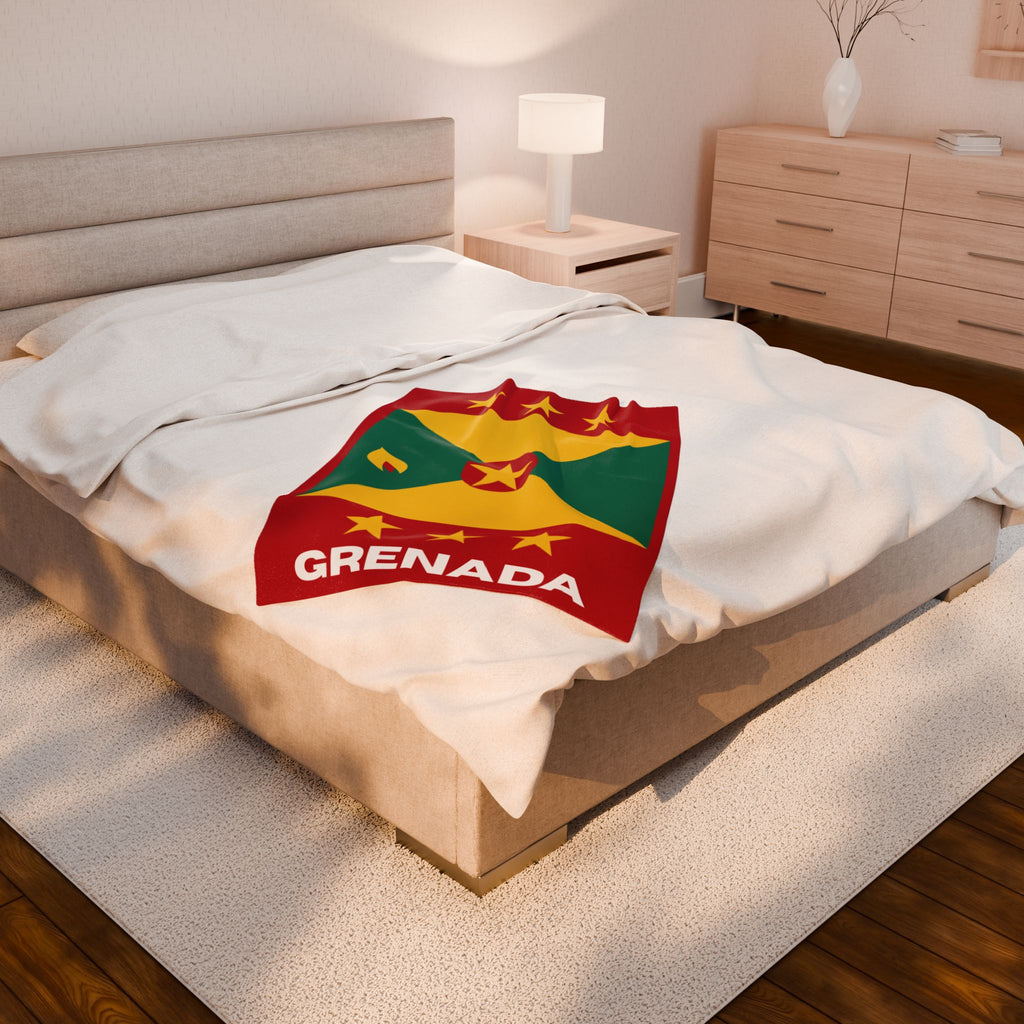 Grenada Flag Velveteen Plush Blanket - Irie Blues Boutique