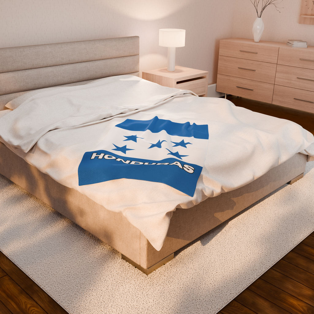 Honduras Flag Velveteen Plush Blanket - Irie Blues Boutique