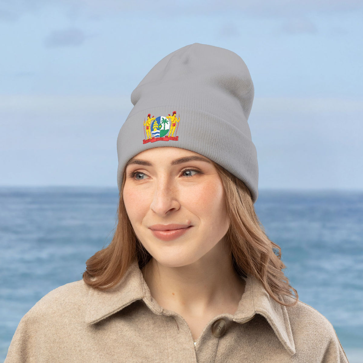Suriname Coat of Arms Embroidered Knit Beanie - Irie Blues Boutique