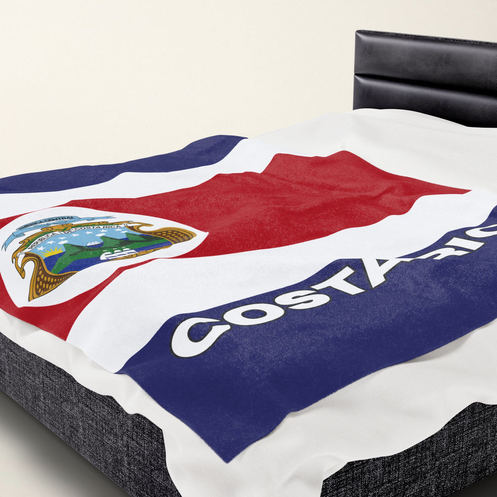 Costa Rica Flag Velveteen Plush Blanket - Irie Blues Boutique