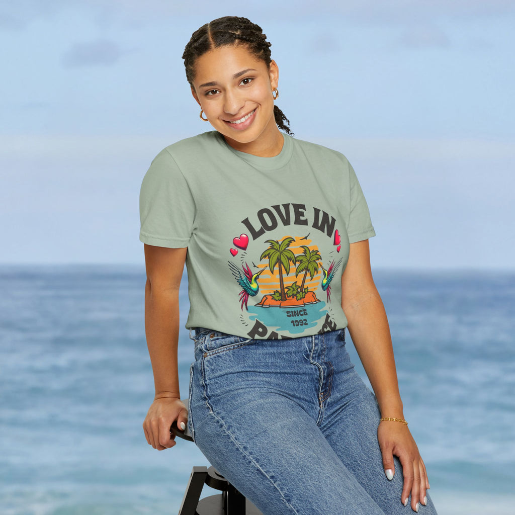 Love In Paradise Couples Personalized Date T-Shirt - Irie Blues Boutique