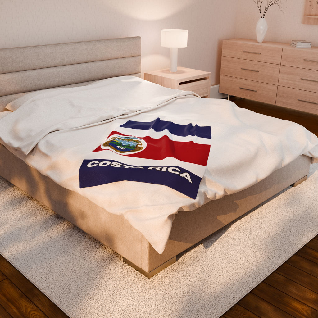 Costa Rica Flag Velveteen Plush Blanket - Irie Blues Boutique