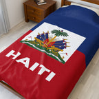 Haiti Flag Velveteen Plush Blanket - Irie Blues Boutique