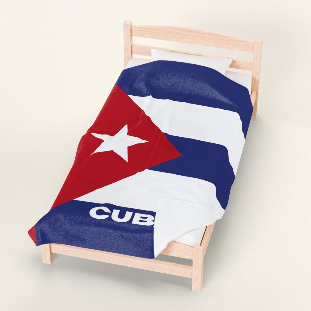 Cuba Flag Velveteen Plush Blanket - Irie Blues Boutique