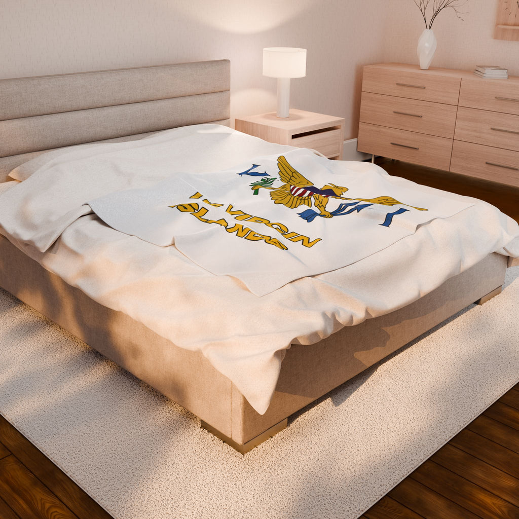 US Virgin Islands Flag Velveteen Plush Blanket - Irie Blues Boutique