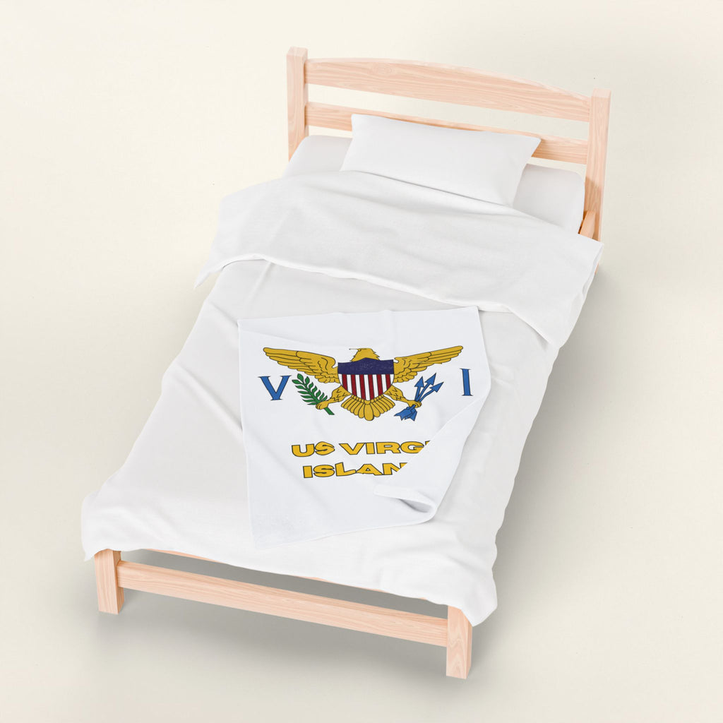 US Virgin Islands Flag Velveteen Plush Blanket - Irie Blues Boutique