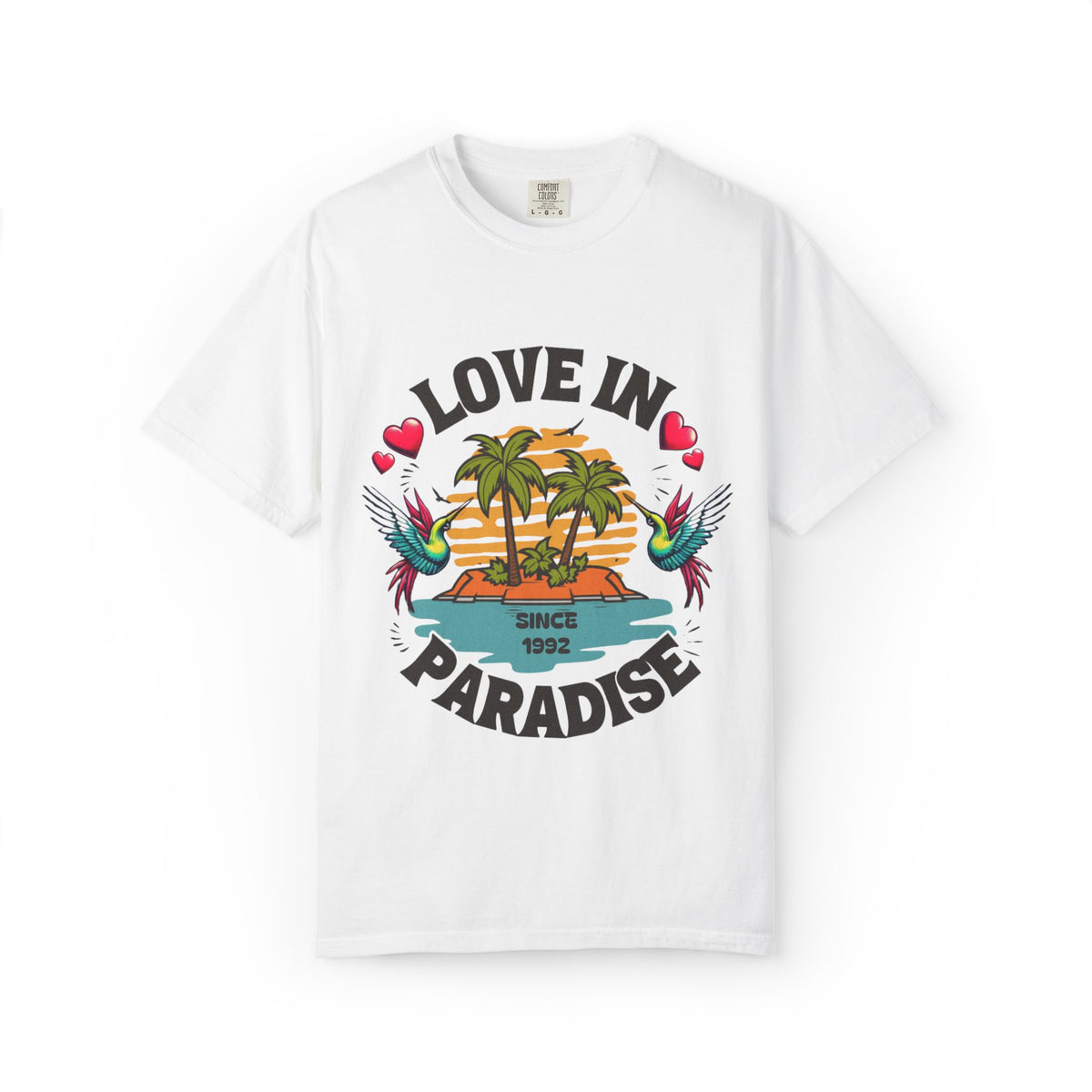 Love In Paradise Couples Personalized Date T-Shirt - Irie Blues Boutique