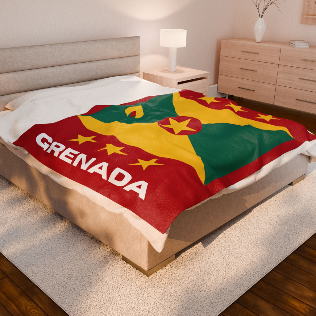 Grenada Flag Velveteen Plush Blanket - Irie Blues Boutique