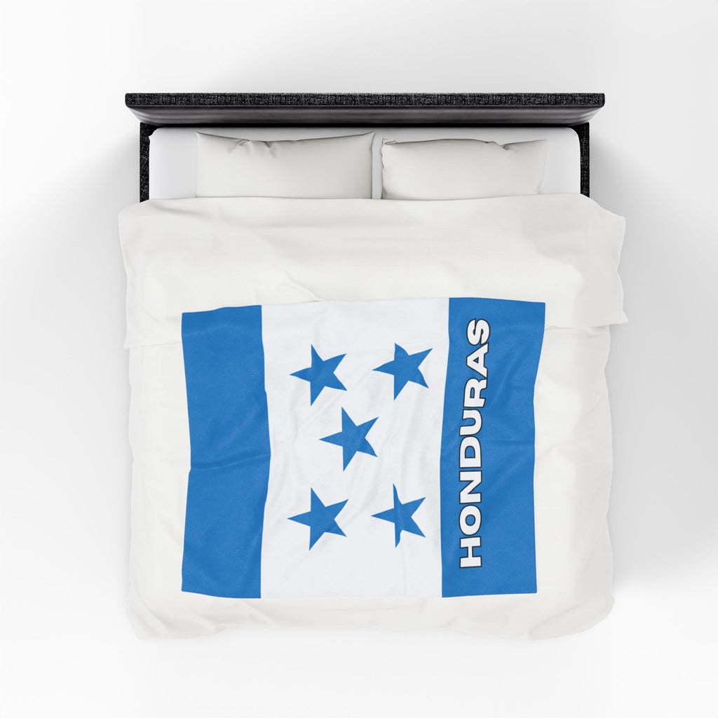 Honduras Flag Velveteen Plush Blanket - Irie Blues Boutique