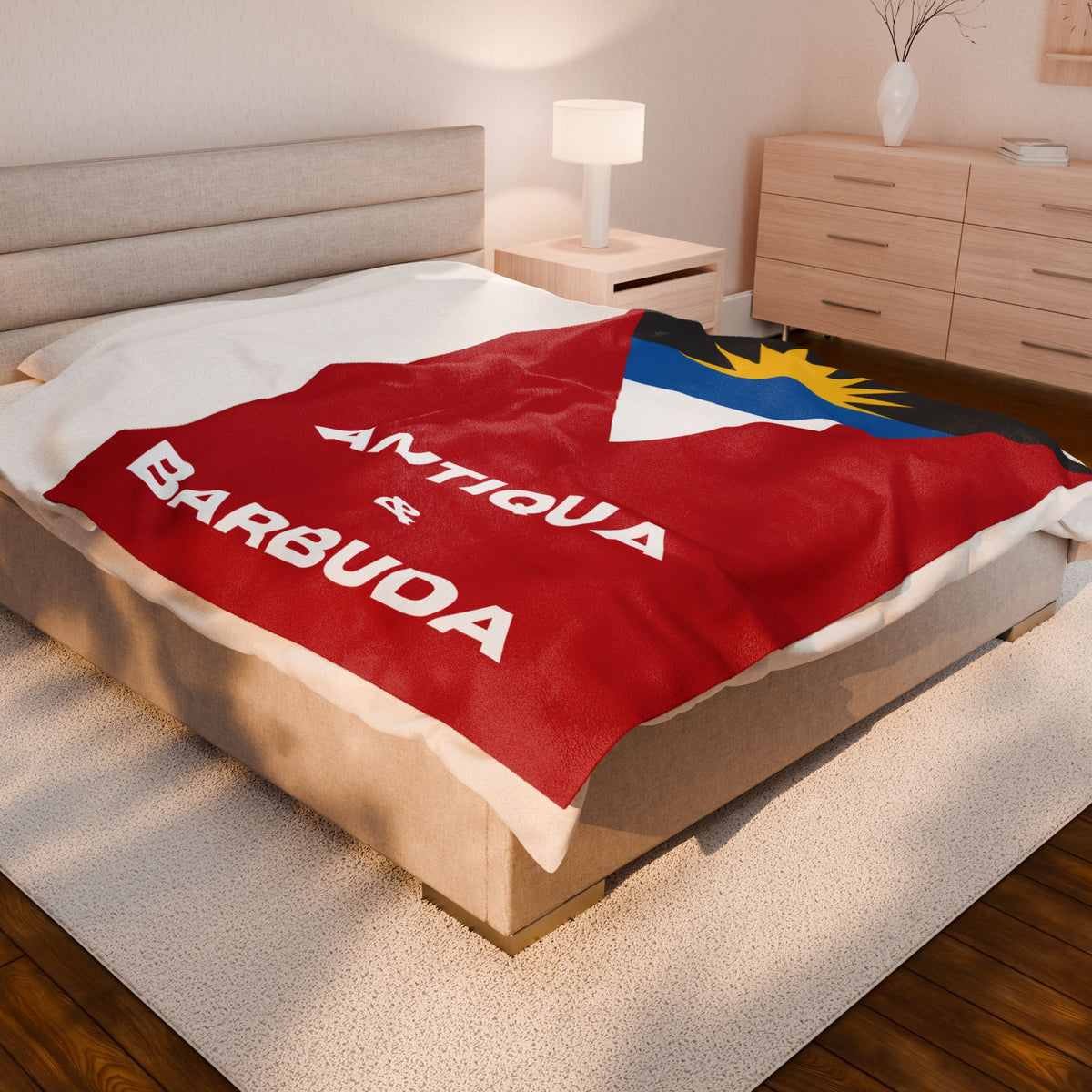 Antigua Barbuda Flag Velveteen Plush Blanket - Irie Blues Boutique