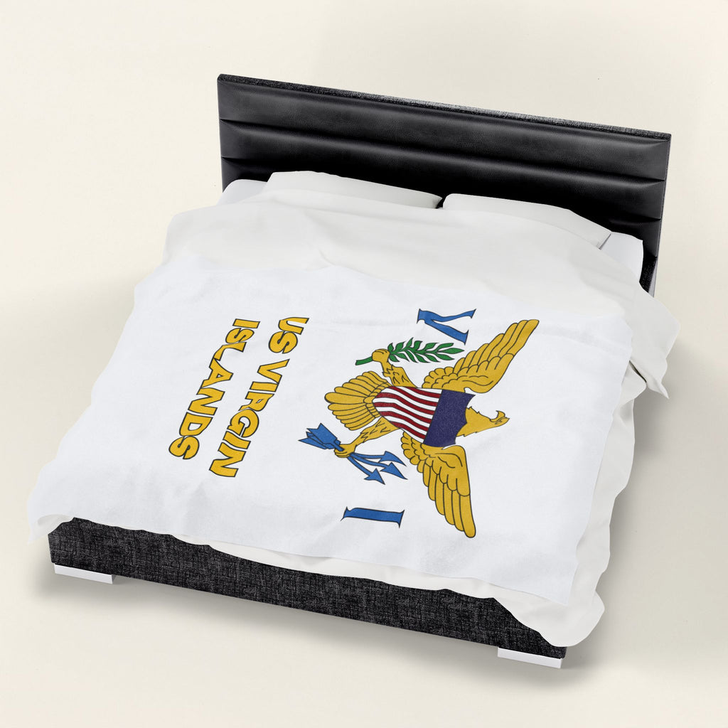 US Virgin Islands Flag Velveteen Plush Blanket - Irie Blues Boutique