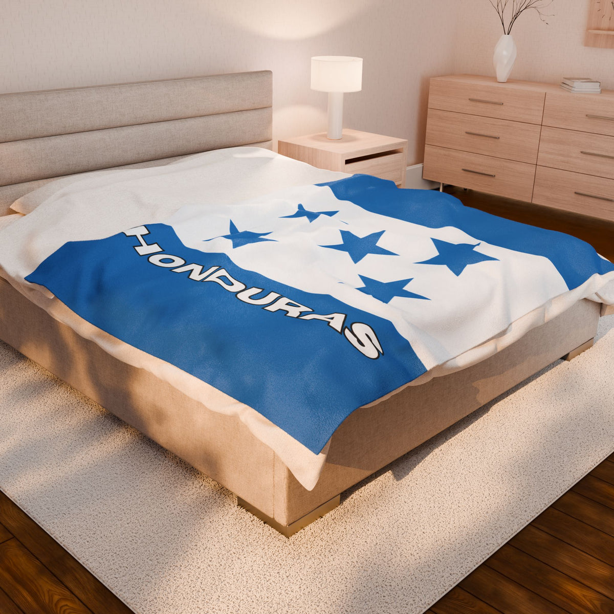 Honduras Flag Velveteen Plush Blanket - Irie Blues Boutique