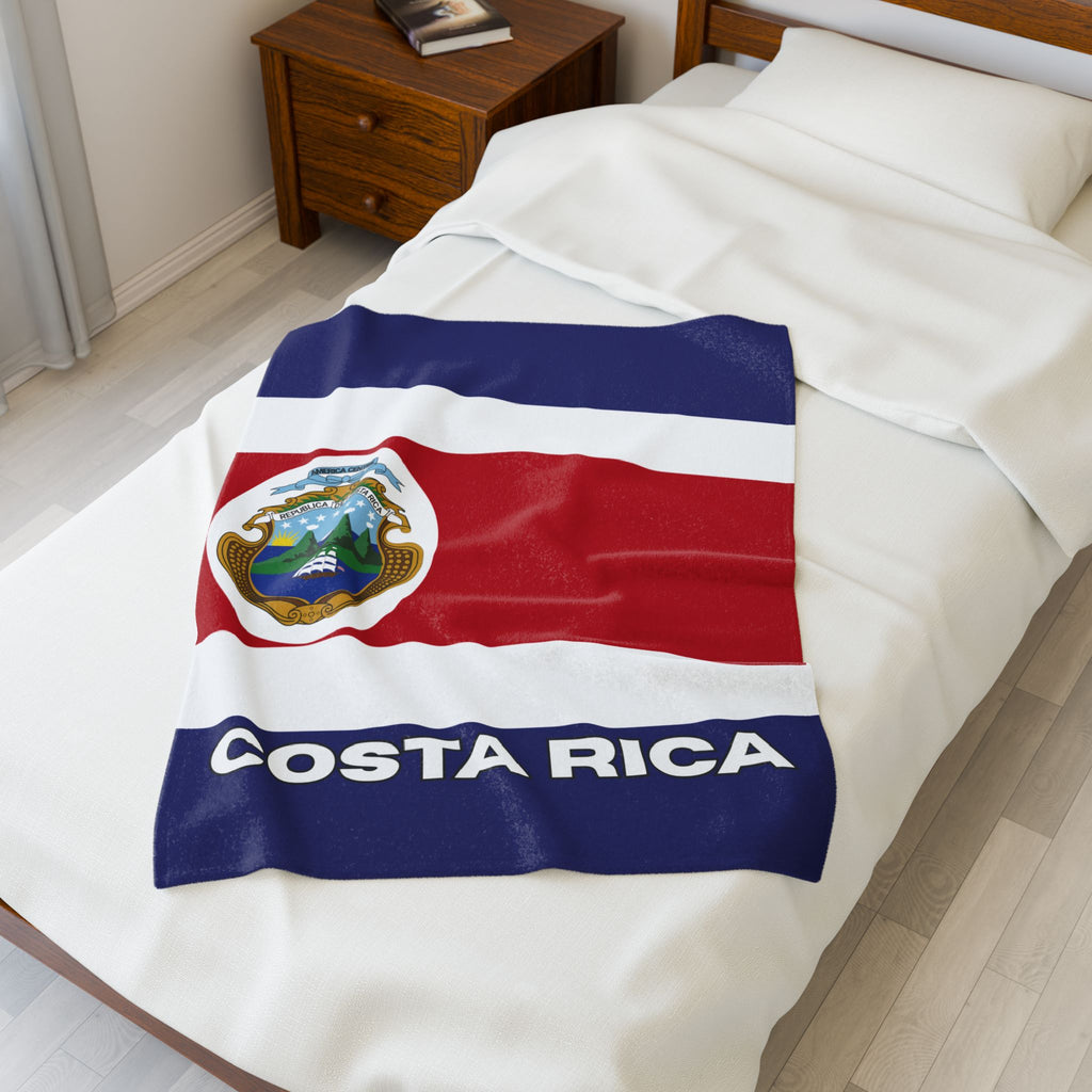 Costa Rica Flag Velveteen Plush Blanket - Irie Blues Boutique