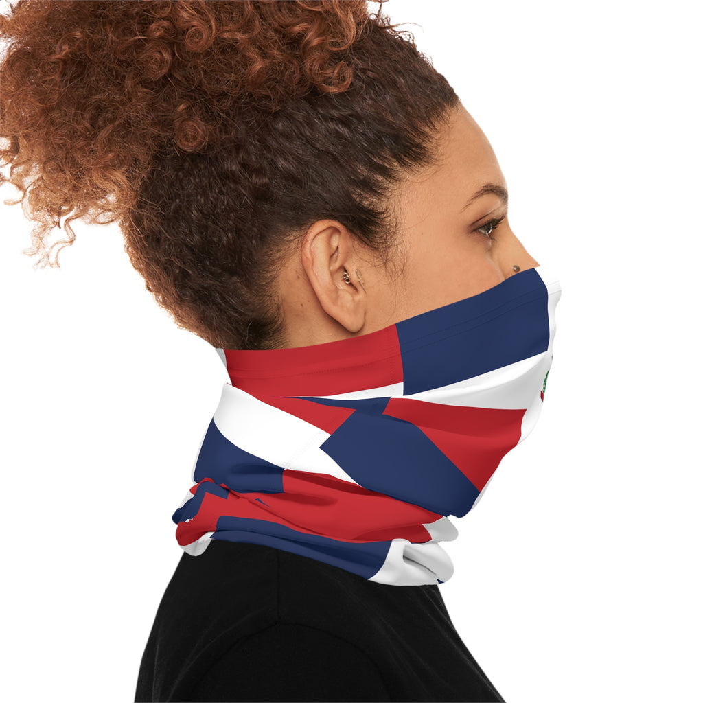 Dominican Republic Carnival Mask, Caribbean Flag Neck Gaiter, Flag Jouvert Carnival Mask for Festivals, Party Accessories, Headwrap Scarf - Irie Blues Boutique