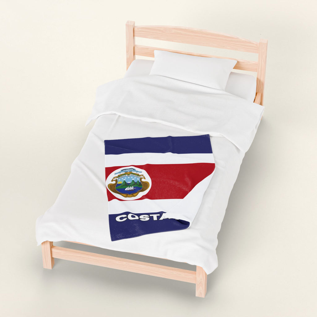 Costa Rica Flag Velveteen Plush Blanket - Irie Blues Boutique