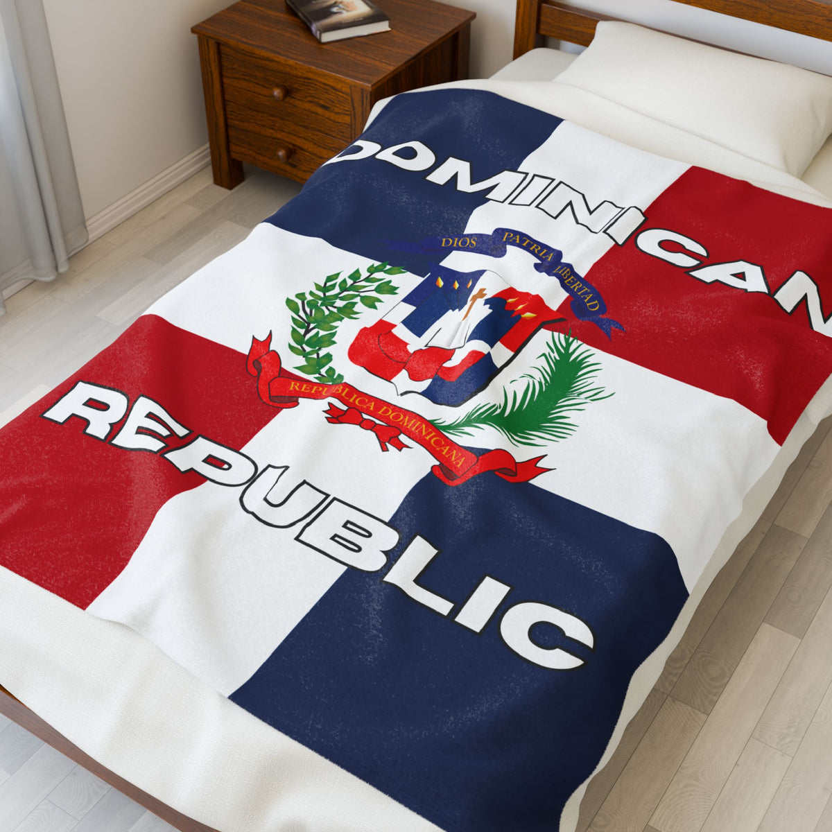 Dominican Republic Flag Velveteen Plush Blanket - Irie Blues Boutique