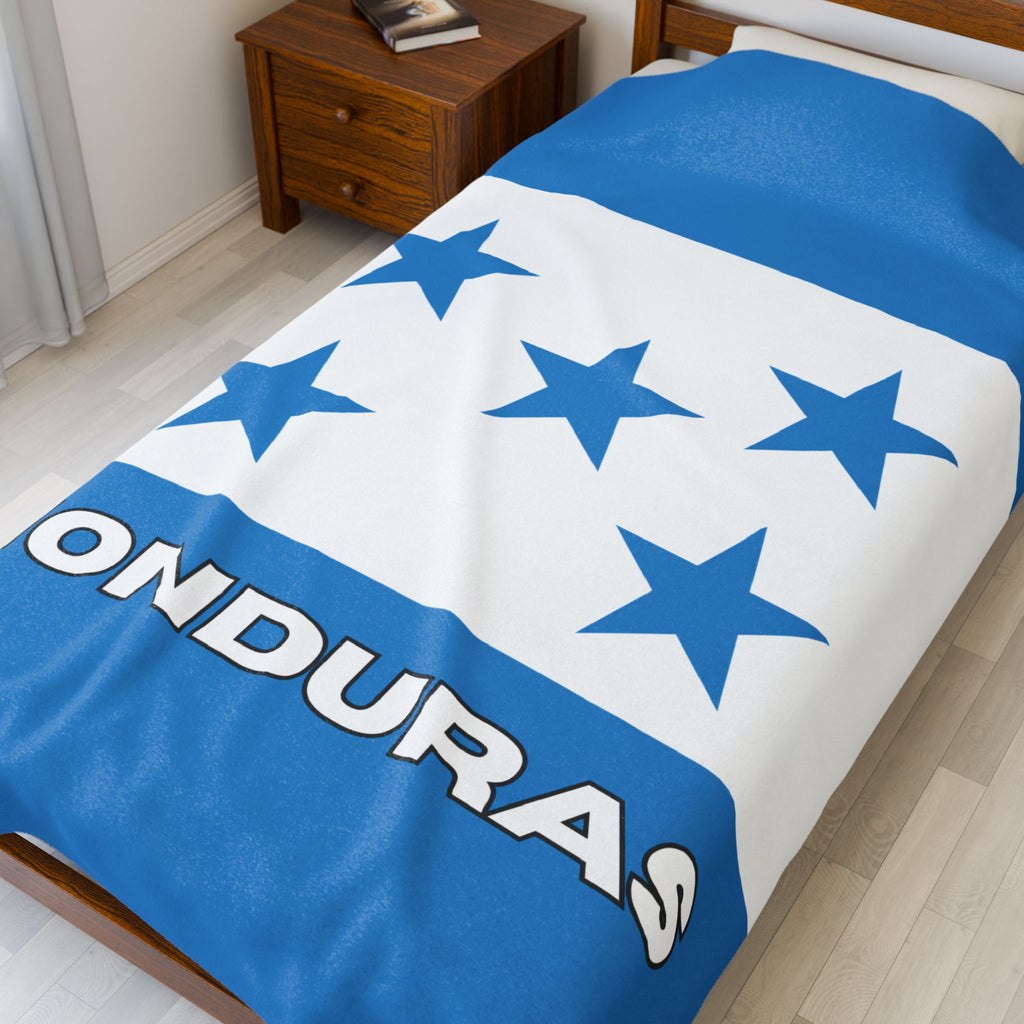 Honduras Flag Velveteen Plush Blanket - Irie Blues Boutique