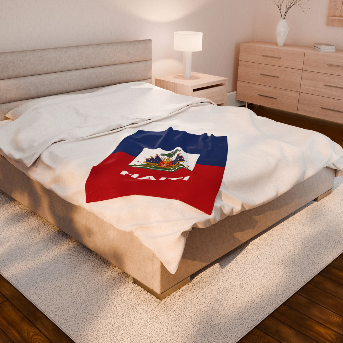 Haiti Flag Velveteen Plush Blanket - Irie Blues Boutique