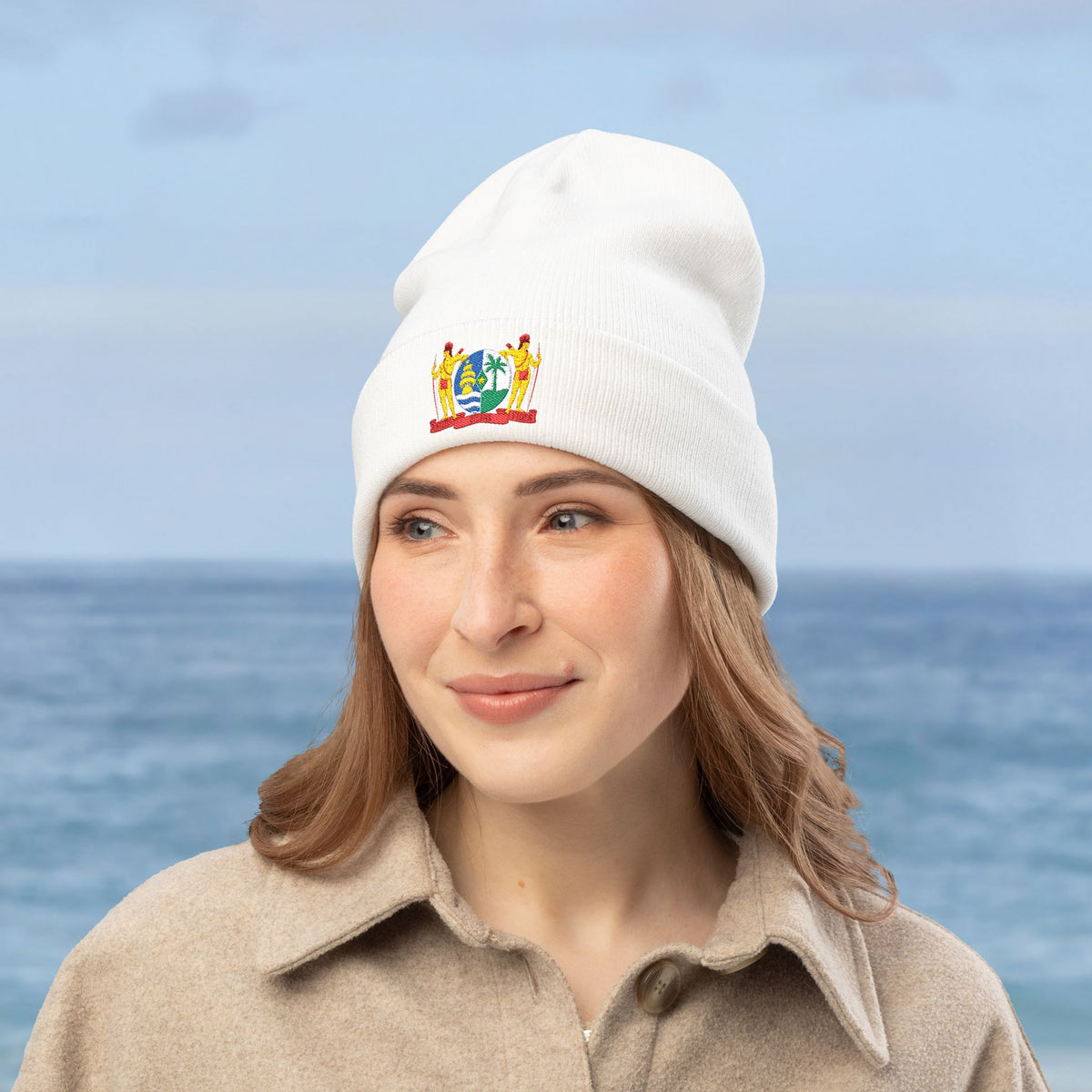 Suriname Coat of Arms Embroidered Knit Beanie - Irie Blues Boutique