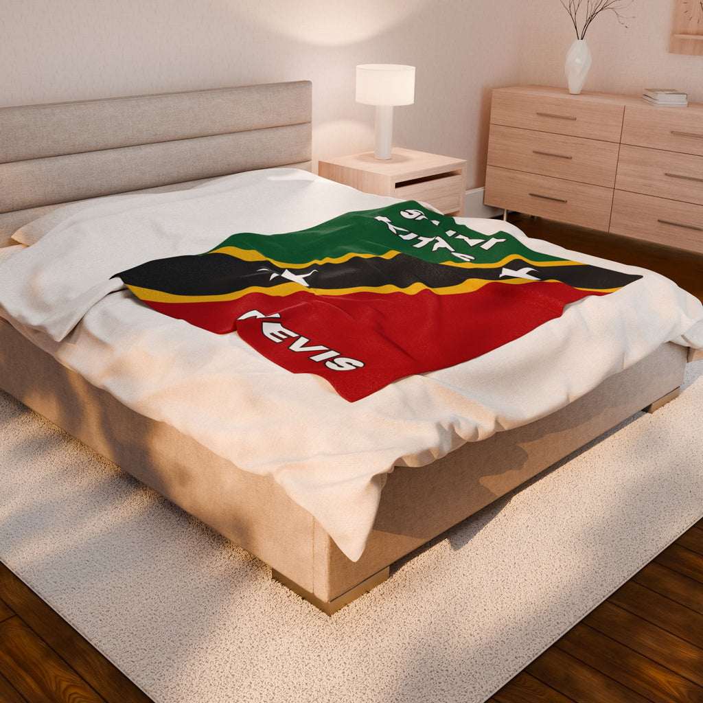 Saint Kitts & Nevis Flag Velveteen Plush Blanket - Irie Blues Boutique
