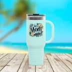 Mom's Best Insulated Travel Mug, 40oz - Floral Design, Gifts for Mom, Mother's Day, Travel Coffee Cup, Beach Trip, Eco-Friendly Mug - Irie Blues Boutique