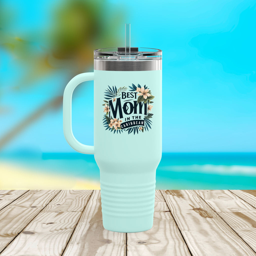 Mom's Best Insulated Travel Mug, 40oz - Floral Design, Gifts for Mom, Mother's Day, Travel Coffee Cup, Beach Trip, Eco-Friendly Mug - Irie Blues Boutique