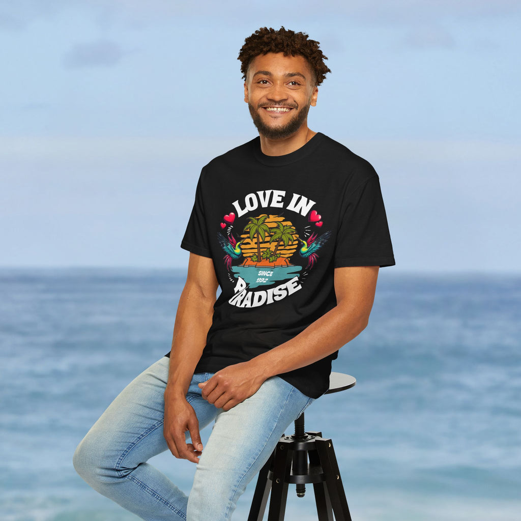 Love In Paradise Couples Personalized Date T-Shirt - Irie Blues Boutique