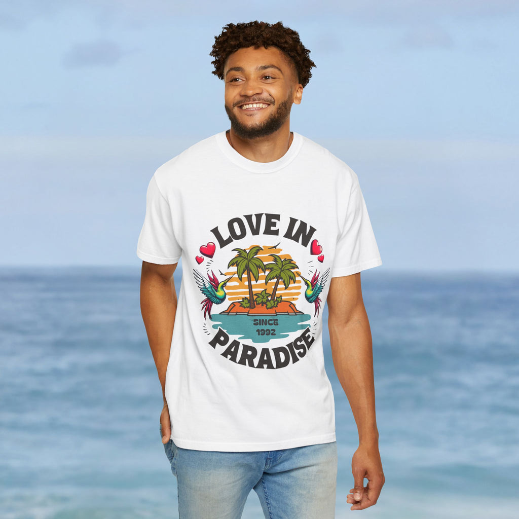 Love In Paradise Couples Personalized Date T-Shirt - Irie Blues Boutique