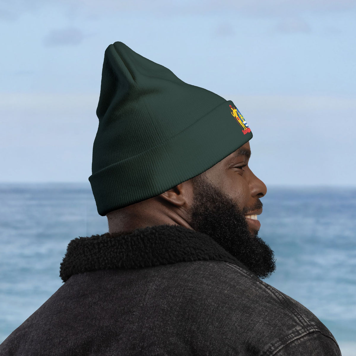 Suriname Coat of Arms Embroidered Knit Beanie - Irie Blues Boutique