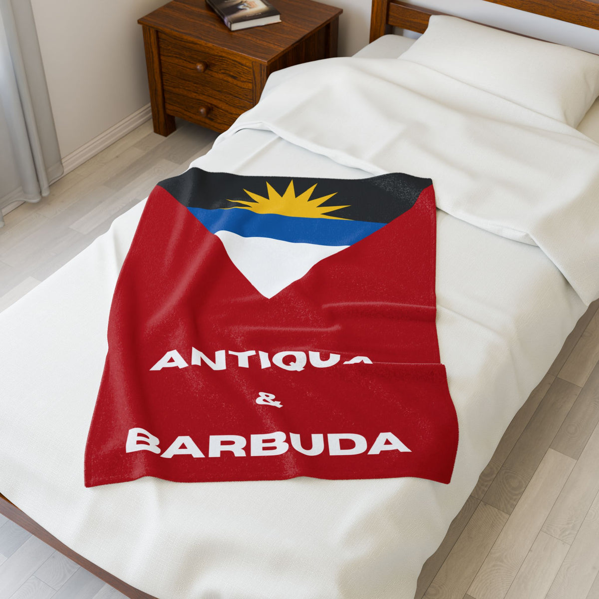 Antigua Barbuda Flag Velveteen Plush Blanket - Irie Blues Boutique