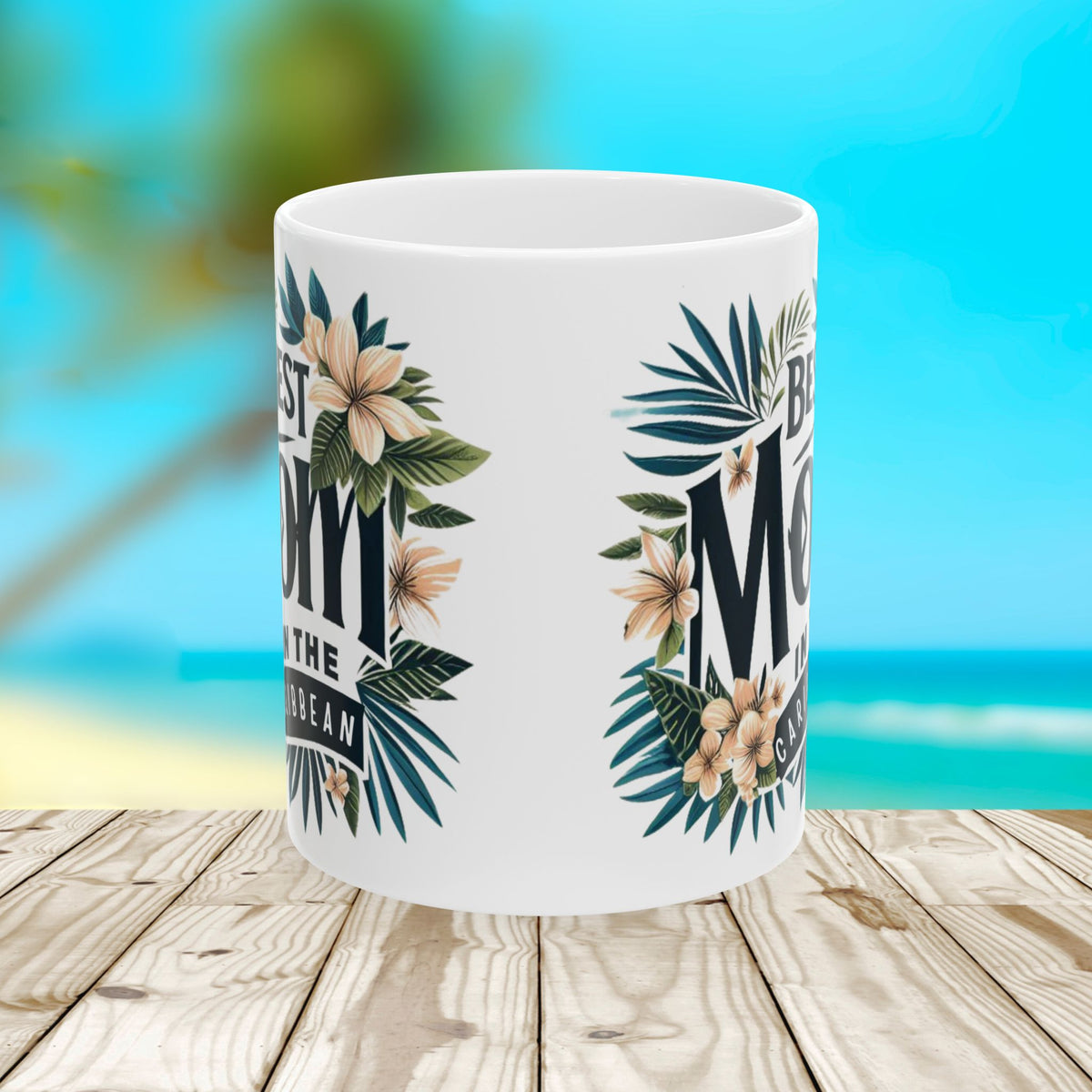 Tropical Floral Mom Mug, Best Mom Gift, Mother's Day Mug, Ceramic Coffee Cup, Personalized Mom Drinkware - Irie Blues Boutique