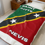 Saint Kitts & Nevis Flag Velveteen Plush Blanket - Irie Blues Boutique