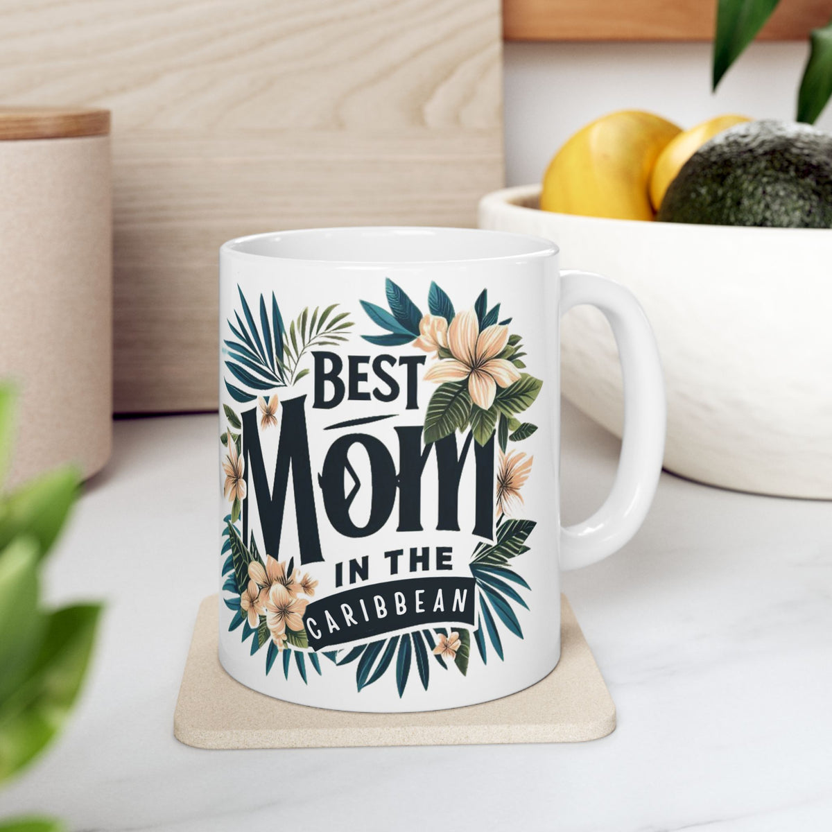 Tropical Floral Mom Mug, Best Mom Gift, Mother's Day Mug, Ceramic Coffee Cup, Personalized Mom Drinkware - Irie Blues Boutique
