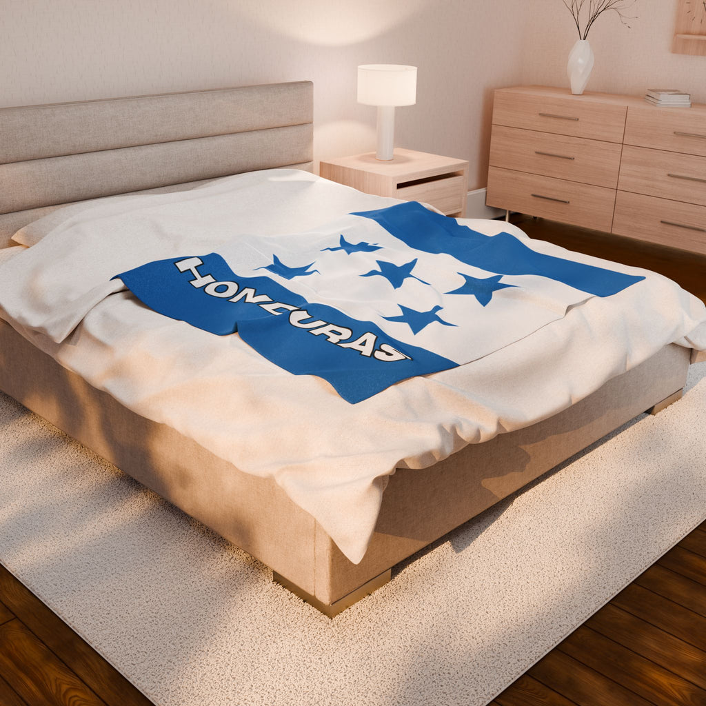Honduras Flag Velveteen Plush Blanket - Irie Blues Boutique