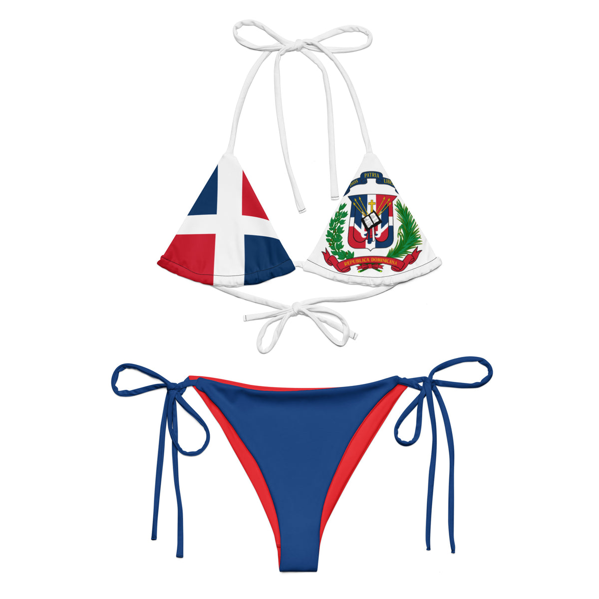 Dominican Republic Flag All Over Print Recycled String Bikini - Irie Blues Boutique