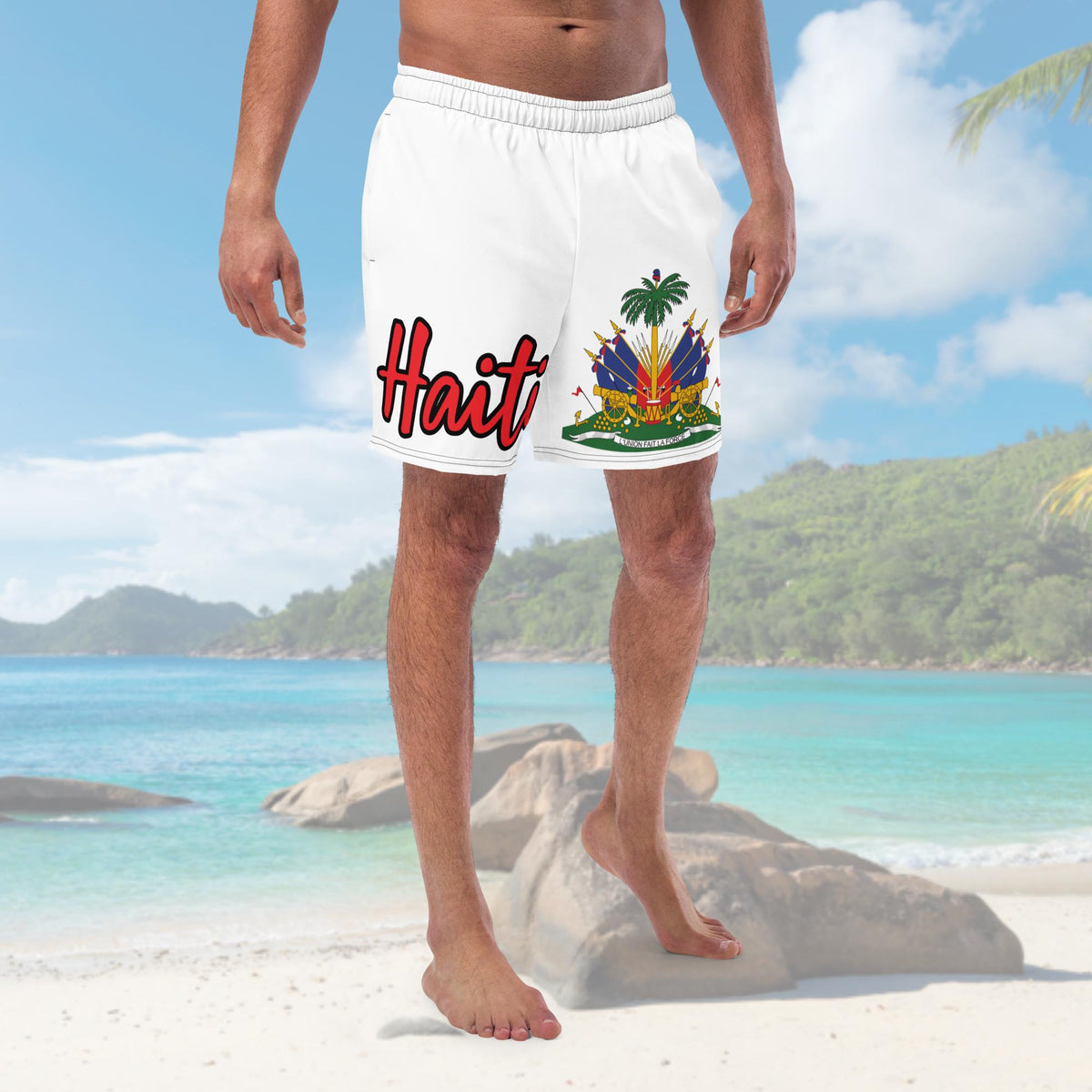 Haiti Flag All Over Print Recycled Swim Trunks - Irie Blues Boutique