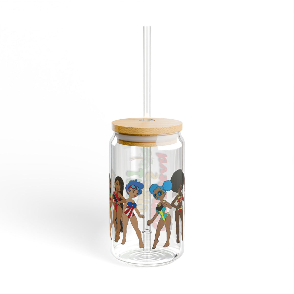 Caribbean Girls Run It 16oz Sipper Glass - Irie Blues Boutique