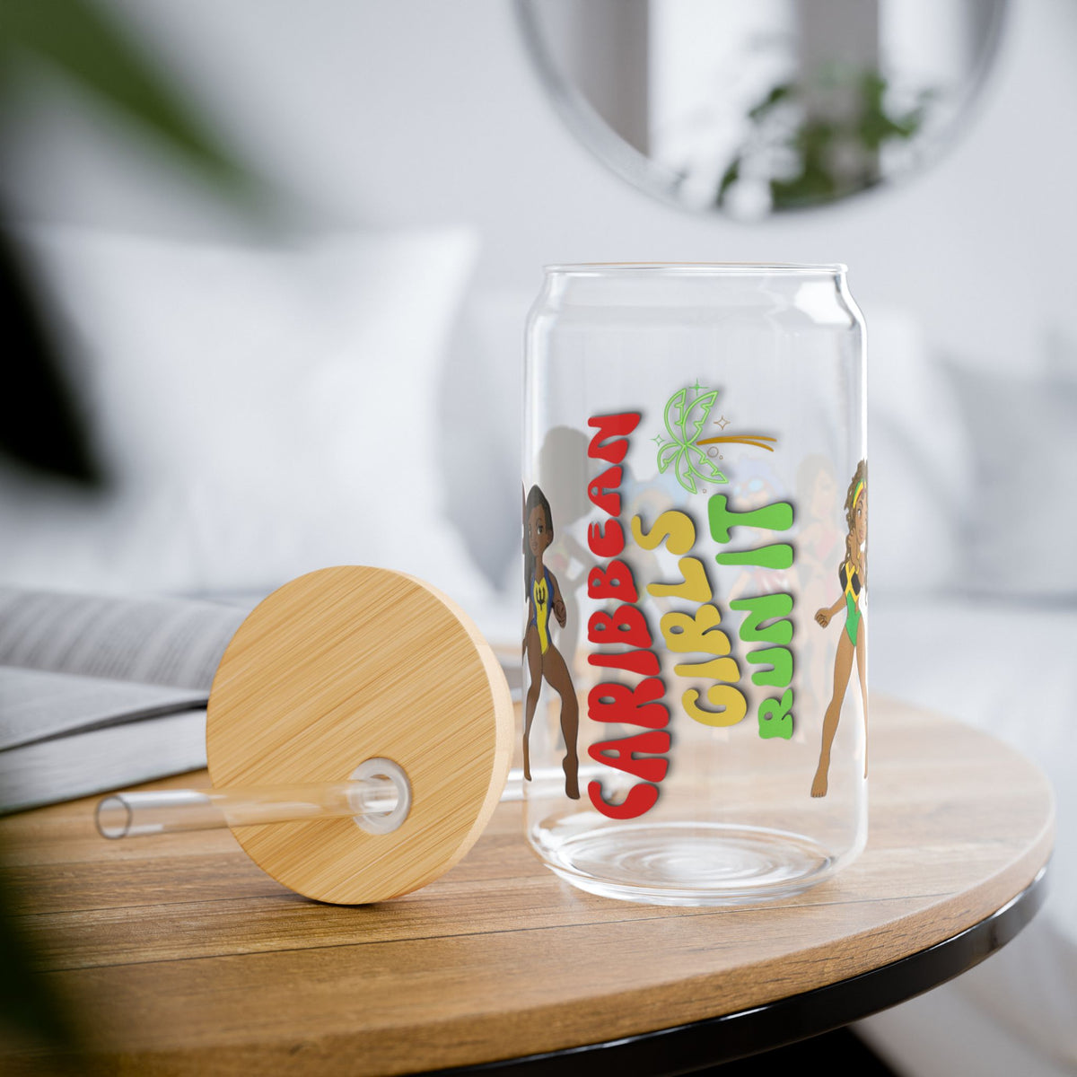 Caribbean Girls Run It 16oz Sipper Glass - Irie Blues Boutique