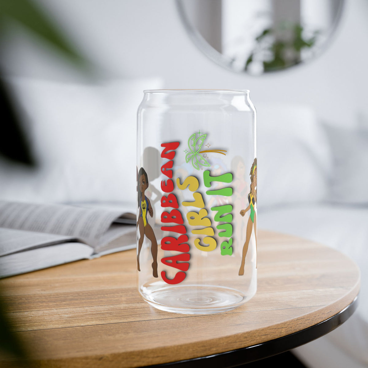 Caribbean Girls Run It 16oz Sipper Glass - Irie Blues Boutique
