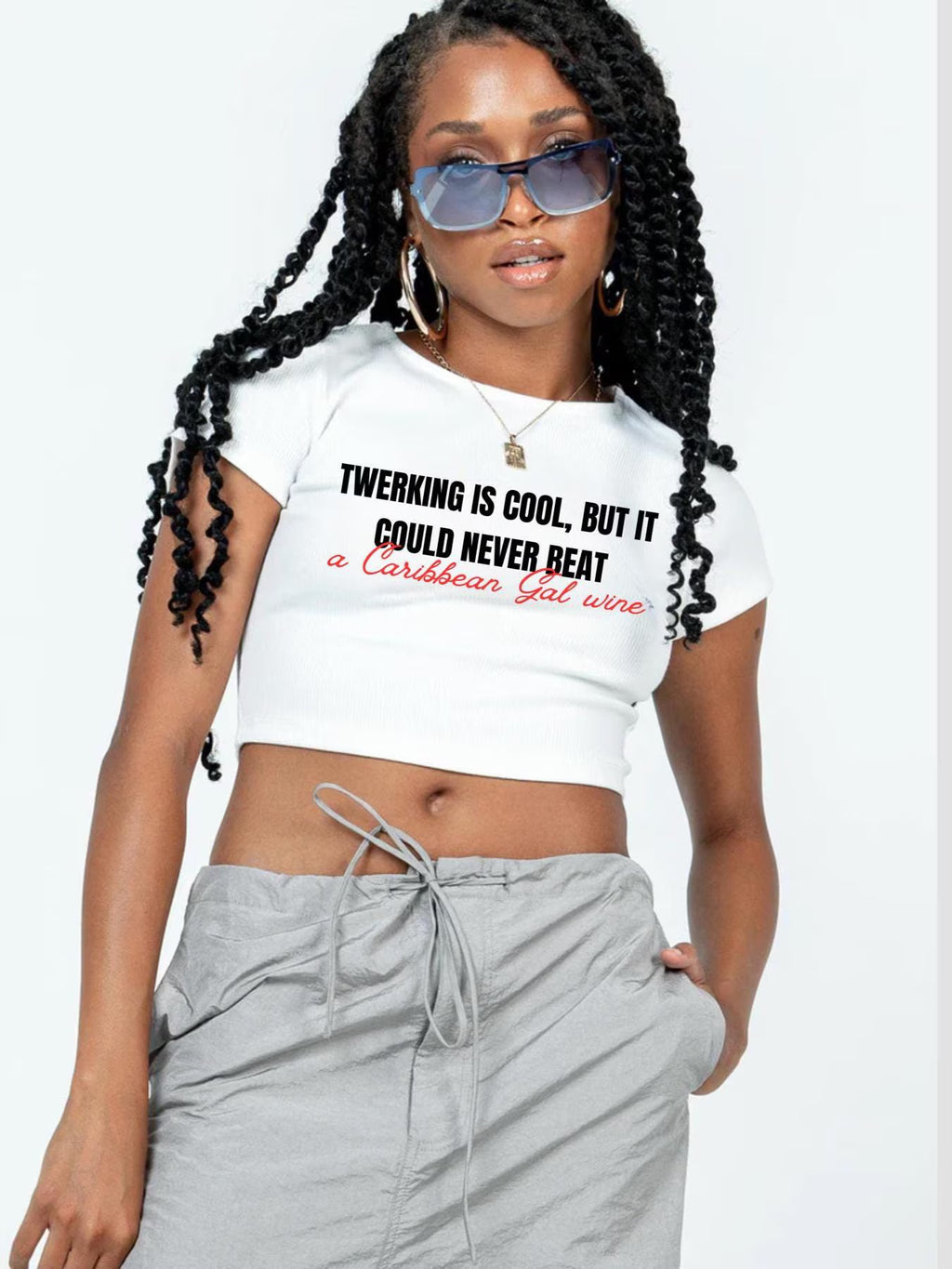 A Caribbean Gal Wine Women's Baby Tee - Irie Blues Boutique