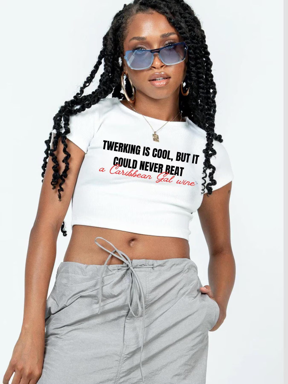 A Caribbean Gal Wine Women's Baby Tee - Irie Blues Boutique