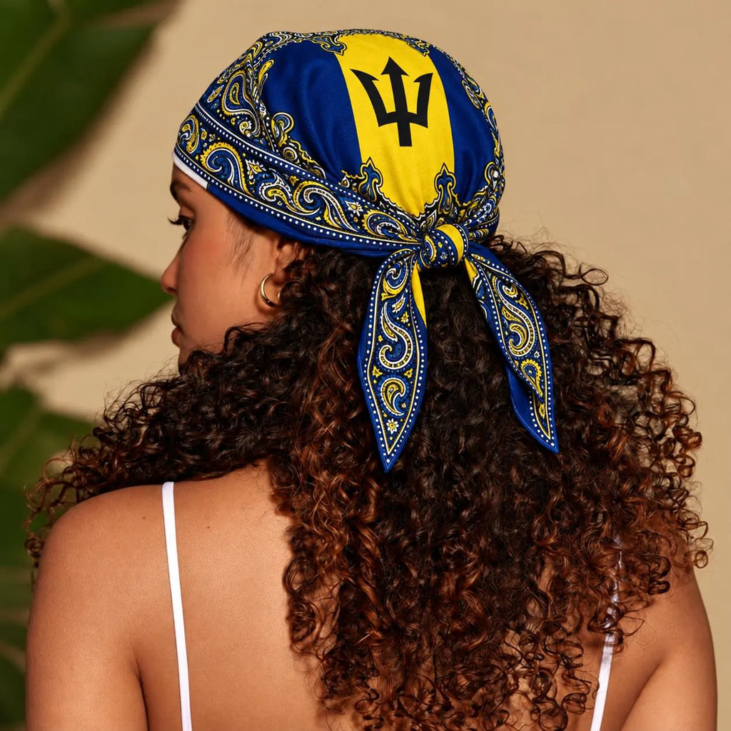 Barbados Flag Paisley Print Bandana