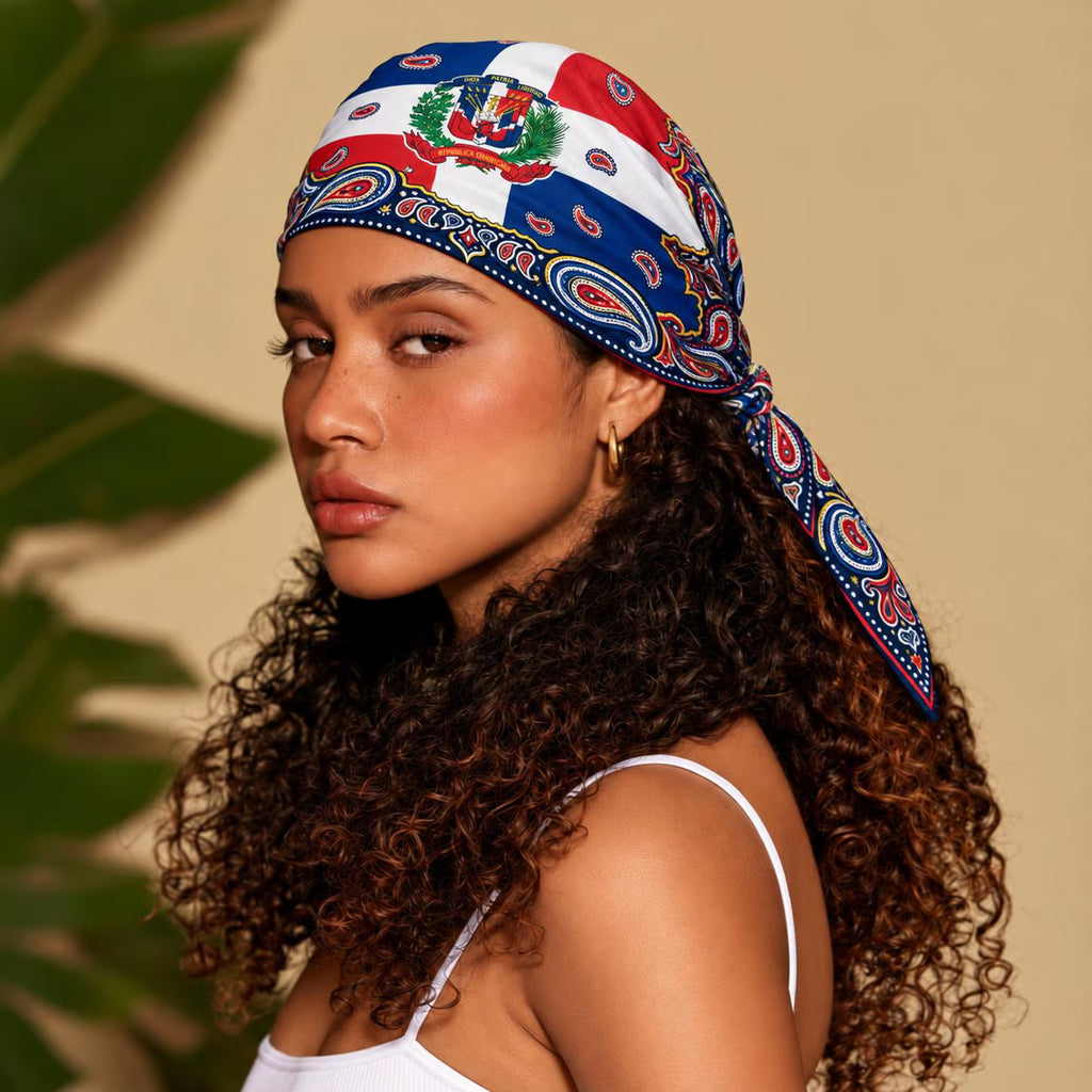 Dominican Republic Flag Paisley Print Bandana