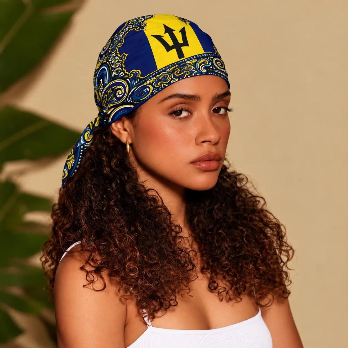 Barbados Flag Paisley Print Bandana