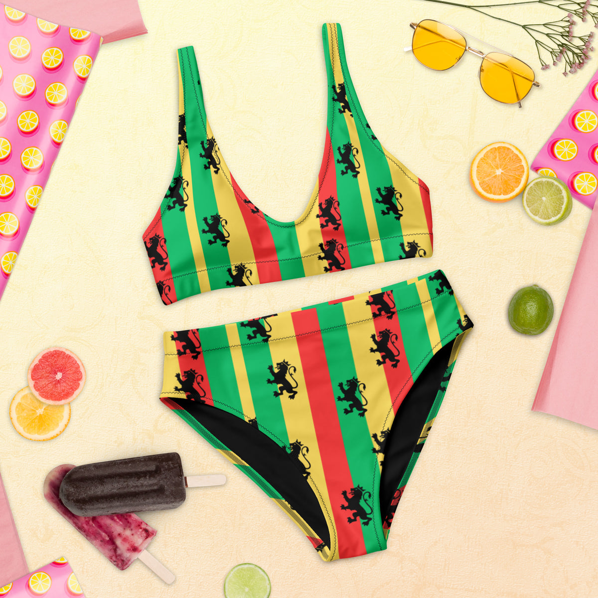 Rasta Reggae High Waisted Bikini - Irie Blues Boutique