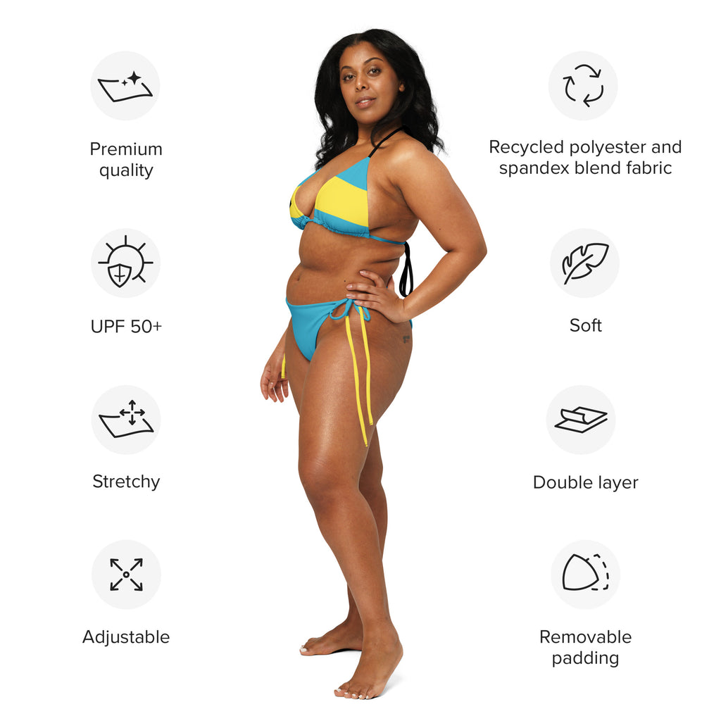 Bahamas Flag All Over Print Recycled String Bikini String Bikini - Irie Blues Boutique